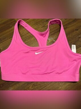 Nike Hot Pink Racerback Sports Bra with White Swoosh